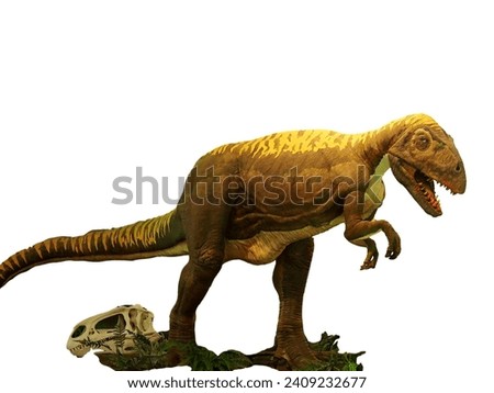 Carnivorous dinosaur figure scary  ferocious Mesolithic reptile.