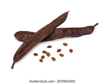 Carob isolated on white background, close up - Shutterstock ID 2075853493