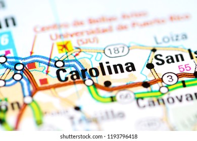 Carolina. Puerto Rico On A Map