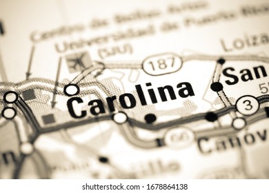 Carolina. Puerto Rico On A Map