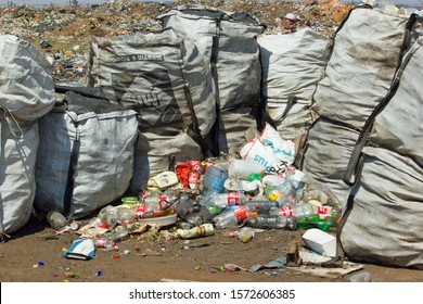 Carolina, South Africa, May 2019, Stock Photo Of Garbage Collection Bags And Empty Plastic Bottles On Waste Disposal Site Ready To Be Collected By Waste Disposal Company For Recycling Into Useful Item