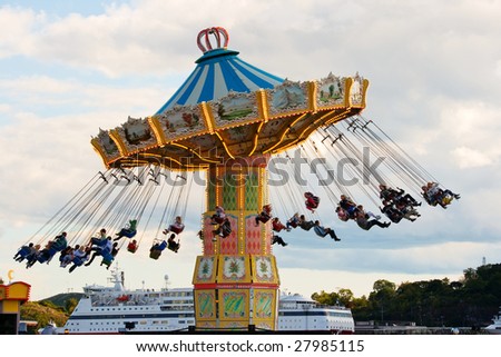 Carousel in the amusement park of Grona Lund, Stockholm, Sweden