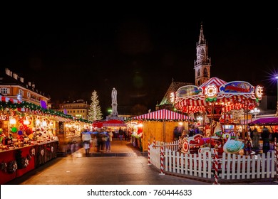 Carousel at the Christmas Market, Vipiteno, Sterzing, Bolzano, Trentino Alto Adige, Italy
