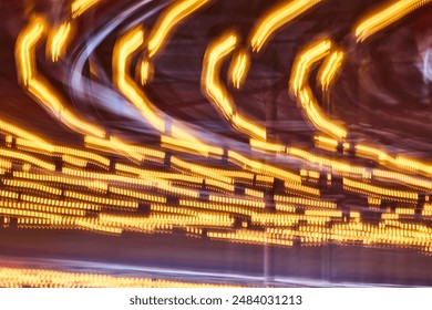 Carousel with Dynamic Light Trails in Urban Night Setting - Powered by Shutterstock