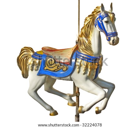 A carousel horse isolated over white background
