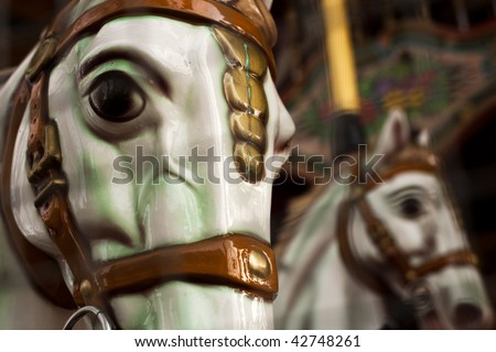 Carousel Horses. The one in the backgroud is defocused.