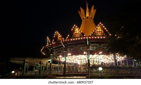 A carousel in the night