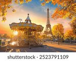 Carousel in park near the Eiffel tower in Paris