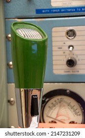 Carp, Ontario, Canada - Sep 4, 2020: A Vintage Radio Station Microphone, A Relic Of The Cold War, Is On Display At The Diefenbunker Museum In Carp, Ontario (just Outside Ottawa).