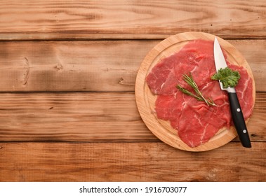 Carpaccio Dish Of Thinly Sliced Pieces (slices) Raw Beef Tenderloin 
