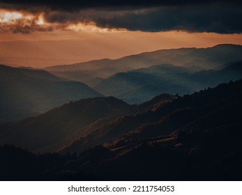 Carpathian Mountains Romania At Sunset