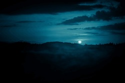 Carpathian Mountains Under The Moon. Haloween Background.