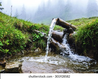 Carpathians, Source Of Spring Fresh Water. Near Mount Petros