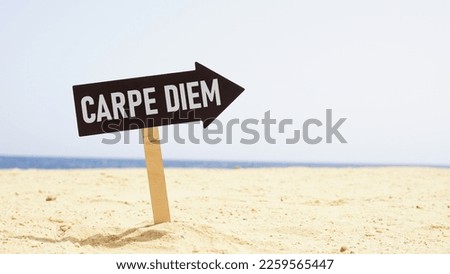 Carpe diem is shown using a text