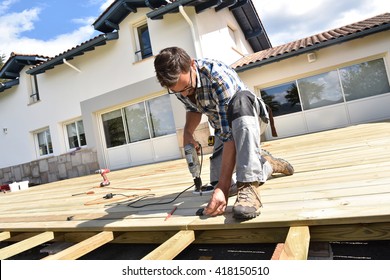 Carpenter Building Wooden Deck 