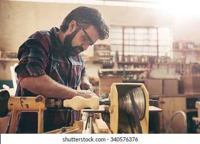 A Carpenter Doing Wood Turning