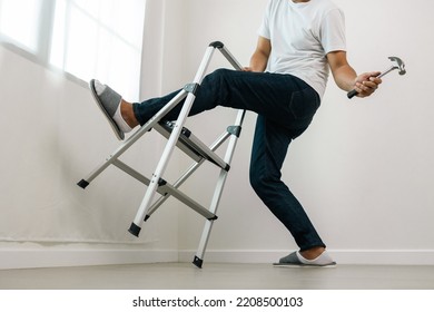 Carpenter Falling Down Ladder Head Hit Stock Photo 2208500103 ...