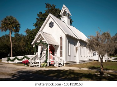 Carpenter Gothic Church In Federal Point, Putnam County, Florida