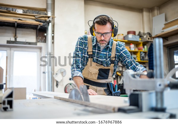 Carpenter Using Woodworking Tools Craft Work Stock Photo 1676967886 ...