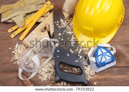 carpenter's tools on a workbench