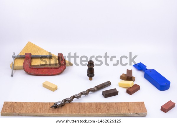 Carpentry Cabinet Making Marquetry Isolated Objects Stock Photo
