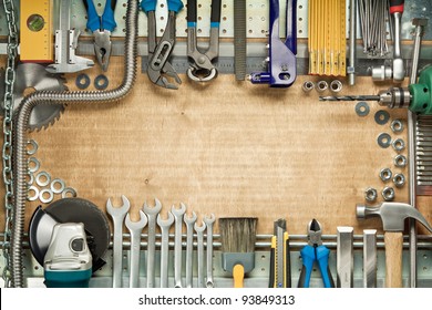 Carpentry, Construction Tools. Home Improvement Background.