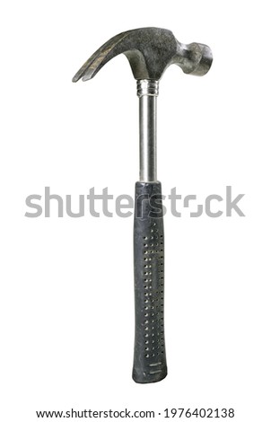 Carpentry hammer for driving nails. Joinery accessories for the assembly of wooden structures. Isolated background.