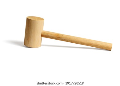 Carpentry Tool  Wooden Hammer on White Background