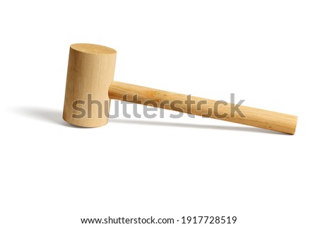 Carpentry Tool  Wooden Hammer on White Background