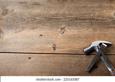 Carpentry Tools On A Wooden Table Top