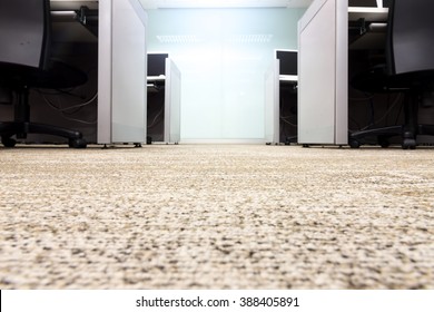 Carpet Floor In A Office, Select Focus On The Floor