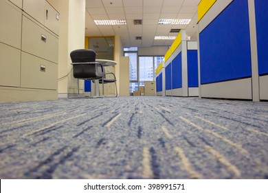 Carpet Floor In A Office, Select Focus On The Floor