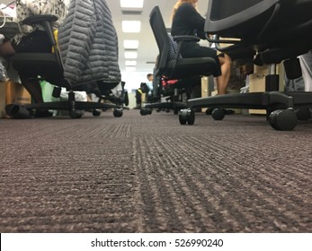 Carpet Floor In A Office, Select Focus On The Floor