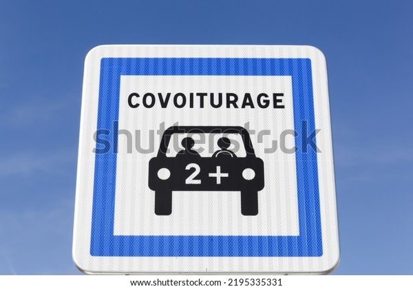 Carpool road sign in France called covoiturage\
in french language