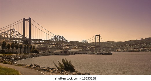 Carquinez Bridge At Twilight From Vallejo