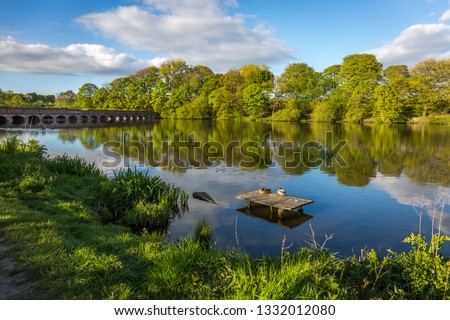 Carr Mill Dam is situated north of St Helens town centre, on the A571 (Carr Mill Road), in Merseyside. It is the county's largest body of inland water,  [[stock_photo]] © 