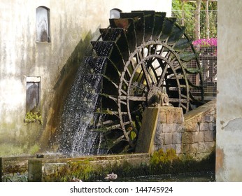 The carriage wheel of a water mill in Portogruaro a town on the river Lemene in the Province Venice in Veneto in Italy