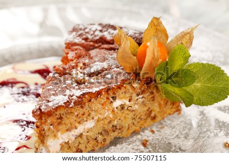 Similar – Image, Stock Photo Sweet carrot cake slice on a plate isolated