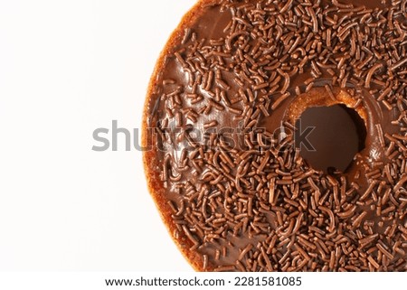 Carrot Cake with Chocolate Frosting and Brigadeiro Sprinkles Isolated, White Background, Top view