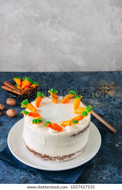Carrot Cake Cream Cheese Frosting Decorated Stock Photo Edit Now