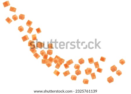 Carrot cut diced isolated on white background.With clipping path.