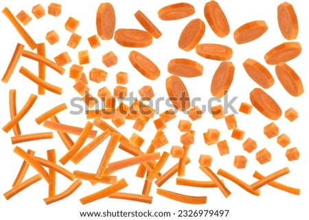 Carrot cut pieces isolated on white background.With clipping path.