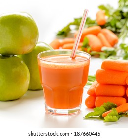 Carrot fresh in glass cup