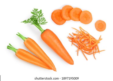 Carrot isolated on white background. Top view. Flat lay - Shutterstock ID 1897195009