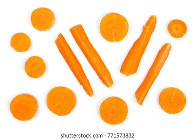 Carrot Isolated On White Background, Top View