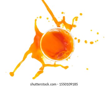 Carrot Juice Spill From A Glass, Top View