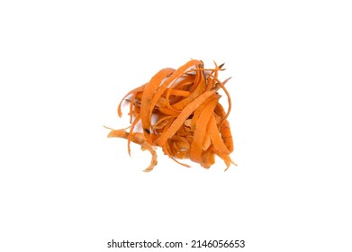 Carrot peel isolated on a white background.Composting of waste. Close-up. Top view.High quality photo - Powered by Shutterstock