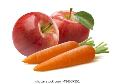 Carrot Red Apple Composition Isolated On White Background As Package Design Element