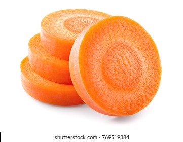 Carrot slice. Carrots. Carrot slices isolated on white. Full depth of field.