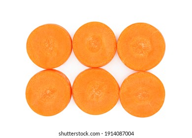 Carrot Slice Isolated On White Background. Top View